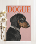Poster mural élégant pour animaux de compagnie avec fond rose, idéal pour décorer un couloir.