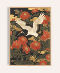 Impression artistique Crane Floral Art Print avec rouge, vert et beige pour le salon