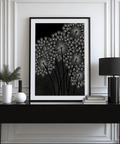 Chic Black and White Dandelions Wall Art pour impression artistique d'entrée