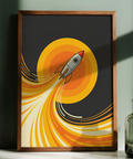 Rocket Wall Art vibrant Orange rocket flames, classroom poster