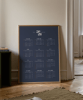Décoration murale minimaliste pour calendrier, en bleu et blanc, pour l'entrée