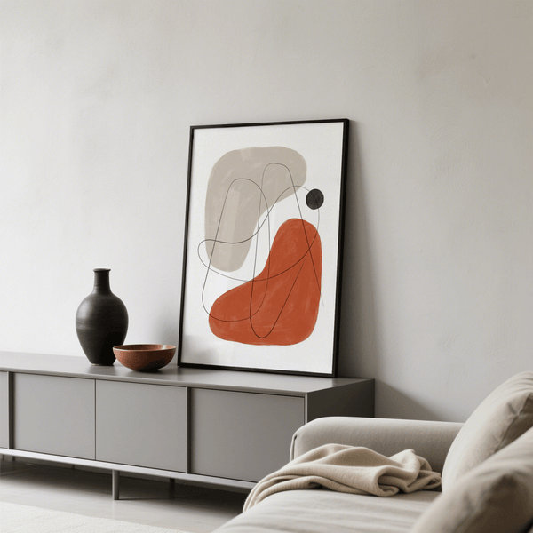 Art mural abstrait simple Vert et jaune pour salon minimaliste