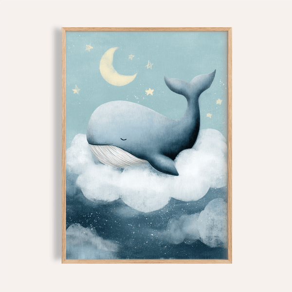 Décoration murale pour chambre d'enfant « Whale Nursery » en bleu et blanc pour poster mural