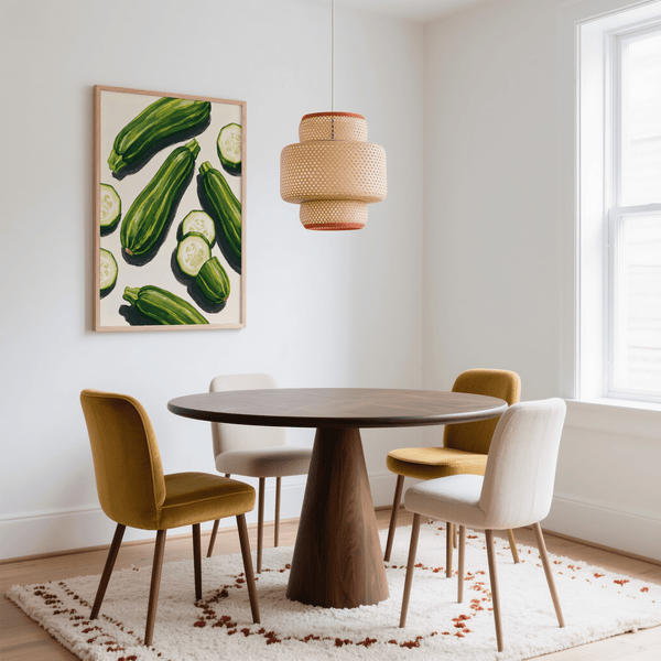 Décoration murale moderne en forme de courgette verte pour un imprimé sur le thème des légumes