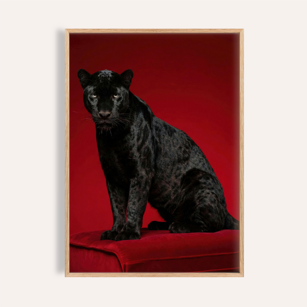Black Panther Art Print in red and black for office wall art