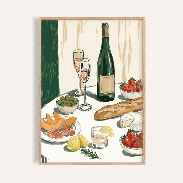 Impression artistique « Food and Wine » avec palette multicolore pour décorer les murs de votre cuisine