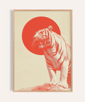 Tableau mural Bold Tiger en rouge et beige pour le salon
