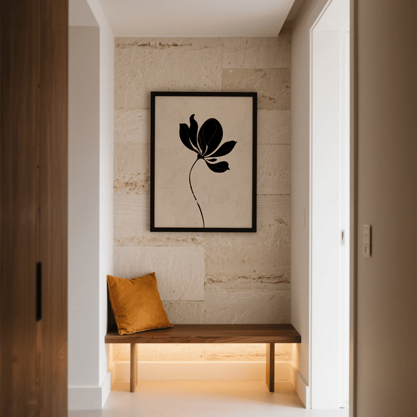 Impression artistique Black Flower mettant en valeur des détails noirs pour la décoration murale d'un studio