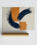 poster mural bleu et orange, minimaliste bleu et orange, impression murale pour entrée