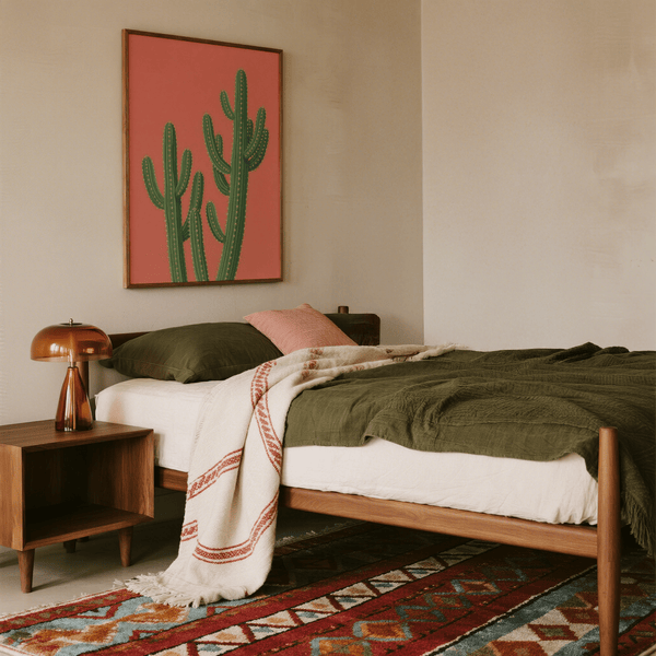 Affiche botanique Pink Cactus, impression artistique en rose et vert pour la décoration de bureau