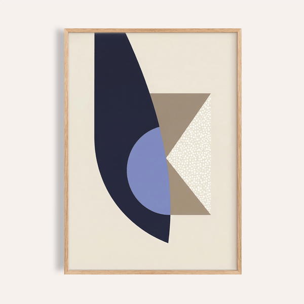 Impression murale moderne en bleu, beige et marron pour décorer les murs de votre salon