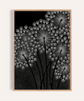 Décoration murale Dandelions en noir et blanc pour le salon