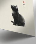 Affiche Papillon Chat, tons gris et blanc, impression artistique pour couloir