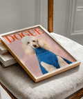 Impression Dogue Poodle avec détails bleus et texte rouge pour la chambre d'un amoureux des animaux