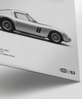 Poster Ferrari Wall Art représentant une voiture classique dans des tons gris, pour décorer votre salon