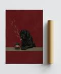 Décoration murale Smoking Dog en rouge et noir, idéale pour une salle d'étude