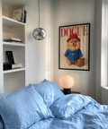 Décoration murale pour chambre de chien, affiche Paddingtron Bear Pomeranian avec le rouge et le bleu comme couleurs principales
