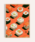 Poster mural Sushi noir et orange pour décorer les murs de votre cuisine