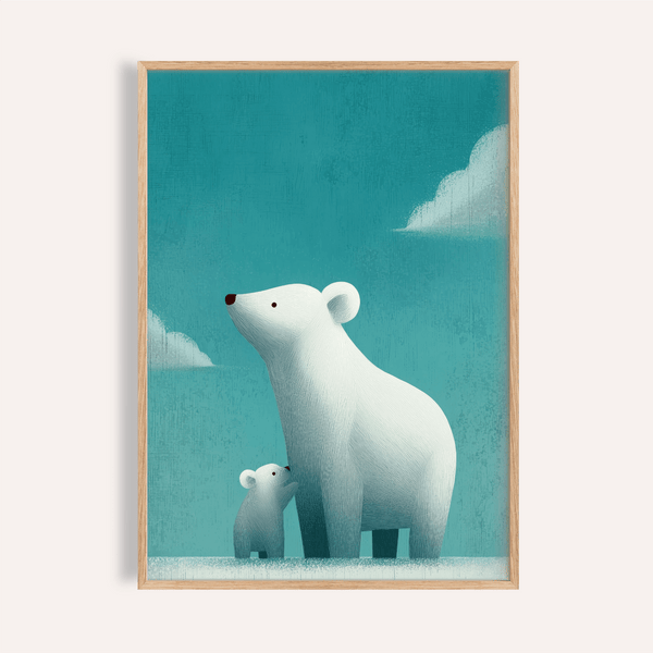Imprimé ours polaire bleu et blanc pour décorer les murs d'une chambre d'enfant