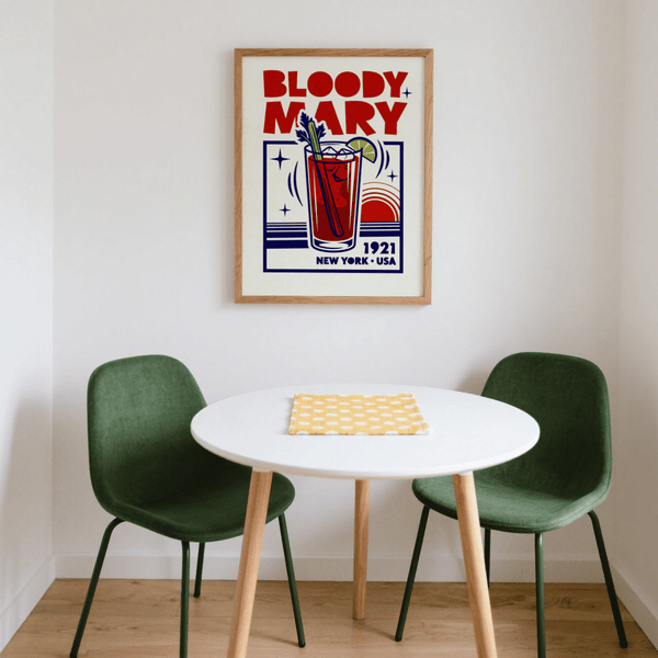Colorful Bloody Mary Poster in Red and Blue for modern kitchen