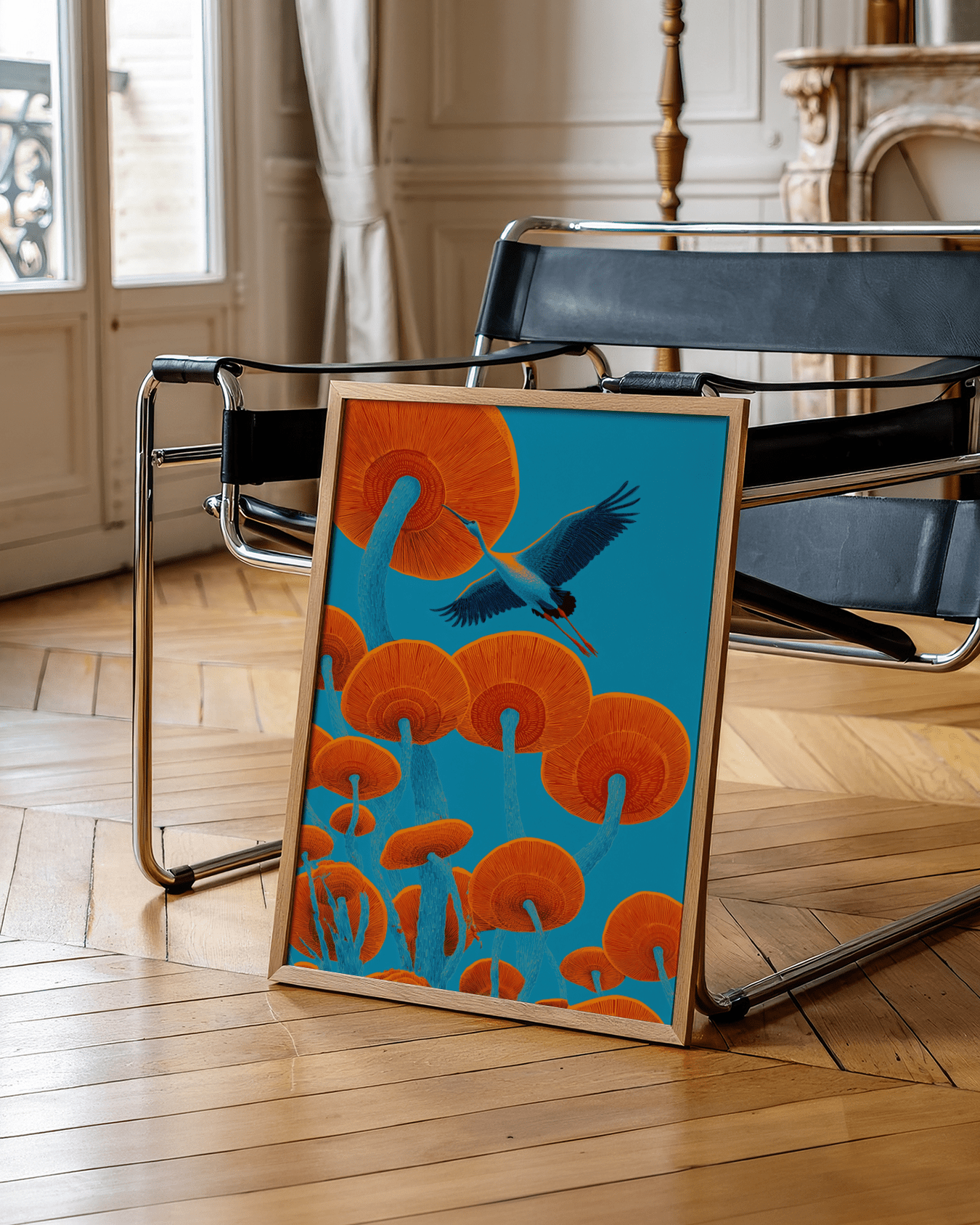 Imprimé oiseaux Japandi