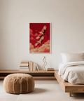 Cranes Flying Wall Art, couleur rouge, coin lecture confortable, affiche