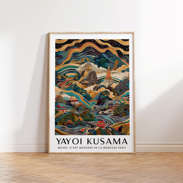 Affiche minimaliste représentant Bouddha, au design artistique moderne