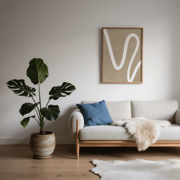 abstract beige wall art in white and beige for entryway poster