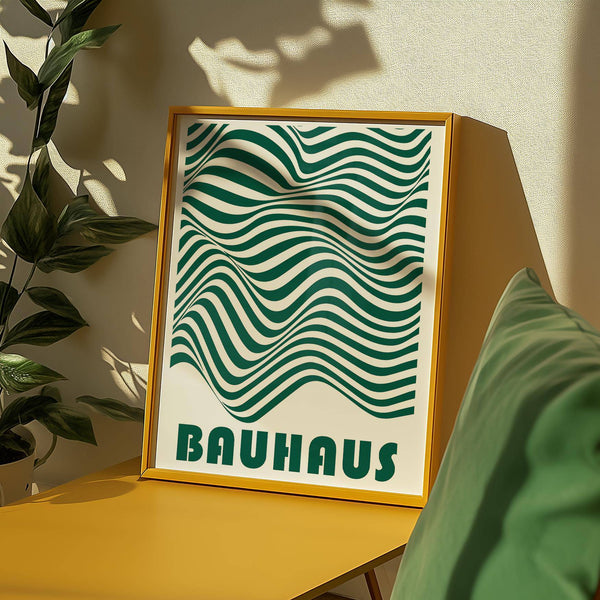 Décoration murale verte et blanche inspirée du Bauhaus pour les intérieurs contemporains