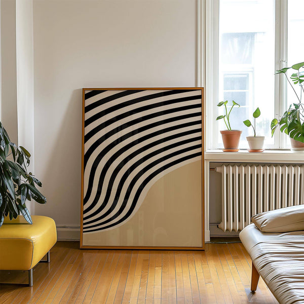 Affiche d'art abstrait beige avec une composition minimaliste audacieuse