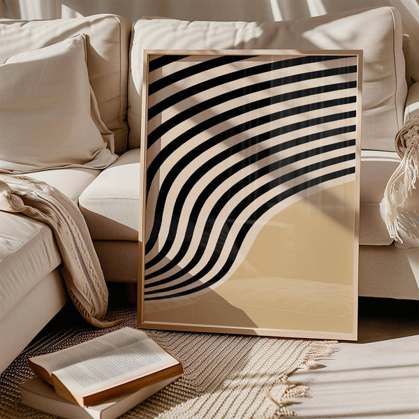Art abstrait noir et beige pour une décoration d'inspiration scandinave