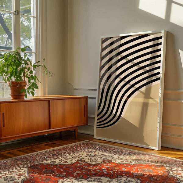 Art abstrait beige mat haut de gamme avec motif ondulé apaisant