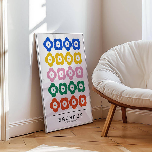Colourful Bauhaus print design for contemporary interiors