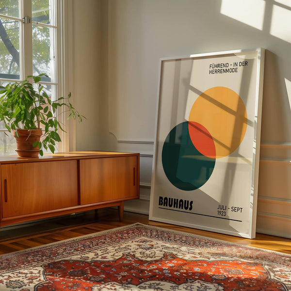 Motif géométrique abstrait imprimé en vert foncé et orange brûlé