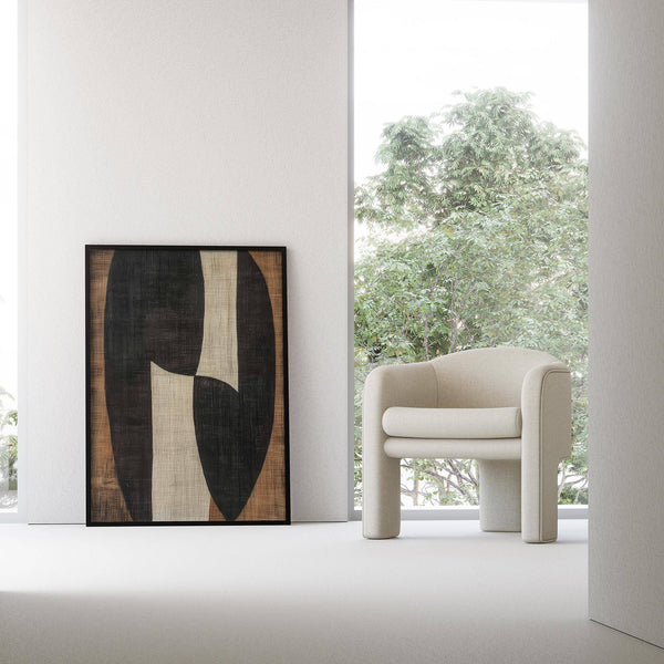 Mur galerie dans l'entrée avec une œuvre d'art abstraite zen