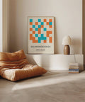 Art mural abstrait moderne orange et bleu