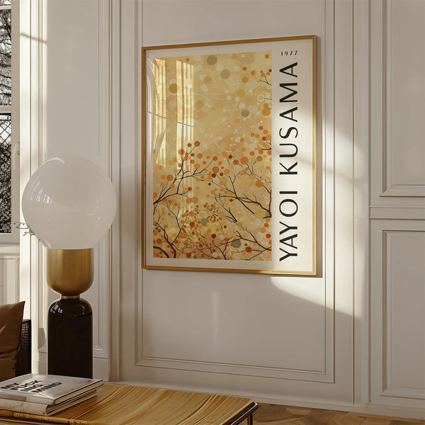 Impression artistique moderne jaune sur le thème de la nature pour la décoration intérieure