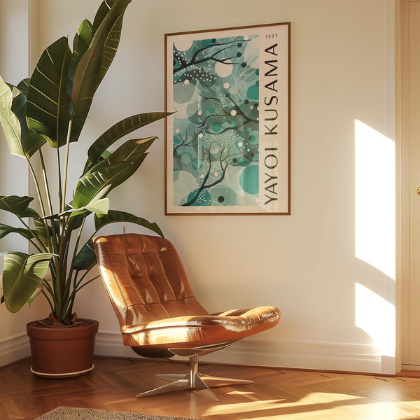 Yayoi Kusama Teal Dreamscape, décoration murale aux couleurs bleu sarcelle pour des espaces sereins