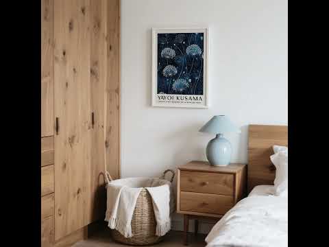 Décoration murale bleue et blanche pour la maison inspirée par Yayoi Kusama