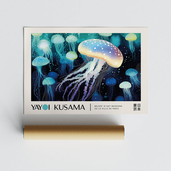 Quadro decorativo con meduse incorniciato per interni contemporanei