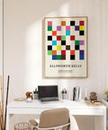 Aesthetic posters for office blending geometric precision and colour