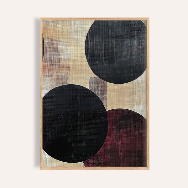 Arte astratta neutra con disegno minimalista a cerchi