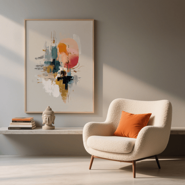 Colorful Poster Print featuring beige and gray suitable for entryway art print