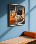 Ramen wall art with Asian food theme and soft lighting for dining decor.