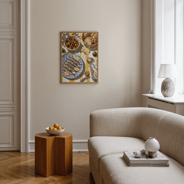 Yellow and blue Mediterranean Kitchen Decor poster for kitchen gallery wall