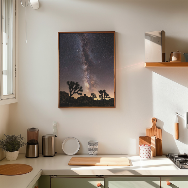 Night Desert Poster Pink and Purple hues for dorm room wall art