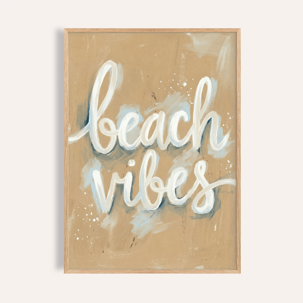 Beach Vibes Wall Art in beige e bianco per il soggiorno stampa
