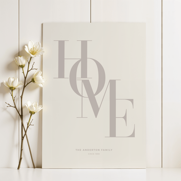 Home Beige Personal Print con nome della famiglia personalizzato, beige per l'ufficio