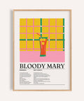 Tall Bloody Mary raffigurato in un poster retrò con colori rosso e giallo

