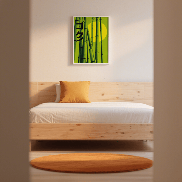 Study room Green Bamboo Print, green color, botanical wall art